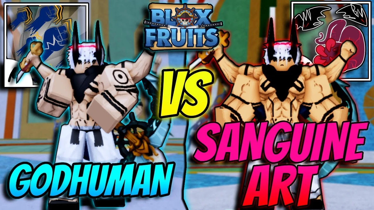 Godhuman VS Sanguine art in Blox Fruits