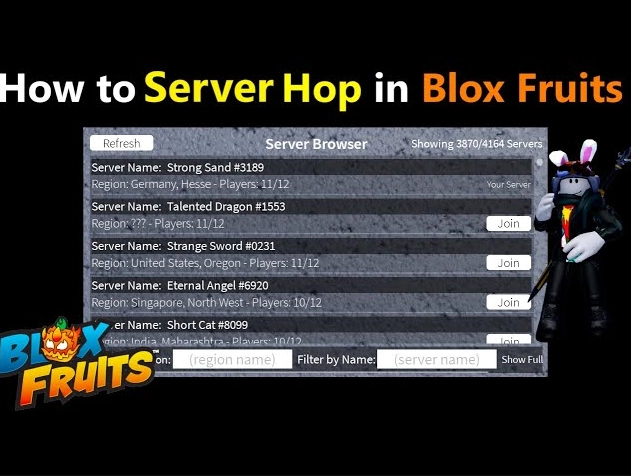 Server hopping in Blox Fruits